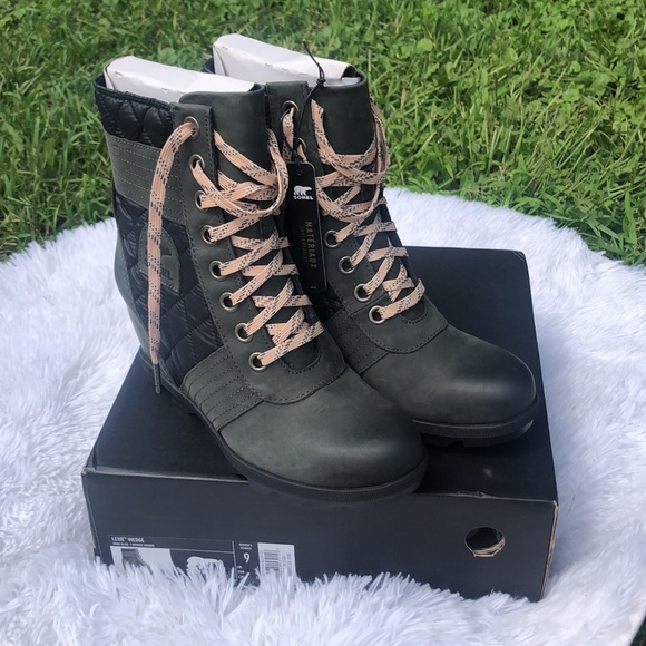 Sorel Shoes - Sorel Dark Slate Lexie Wedge Lace Up Boot Size 9 NEW
